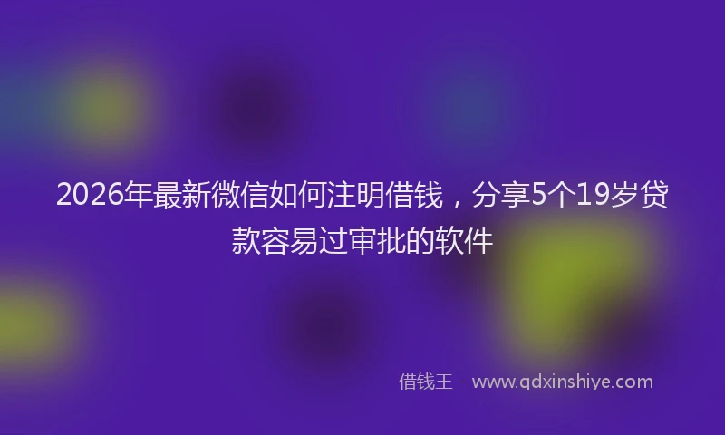 2026年最新微信如何注明借钱，分享5个19岁贷款容易过审批的软件