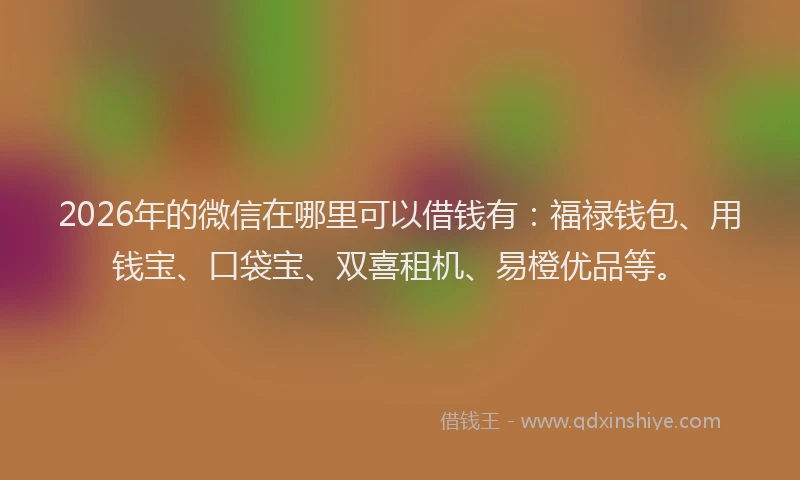 2026年的微信在哪里可以借钱有：福禄钱包、用钱宝、口袋宝、双喜租机、易橙优品等。