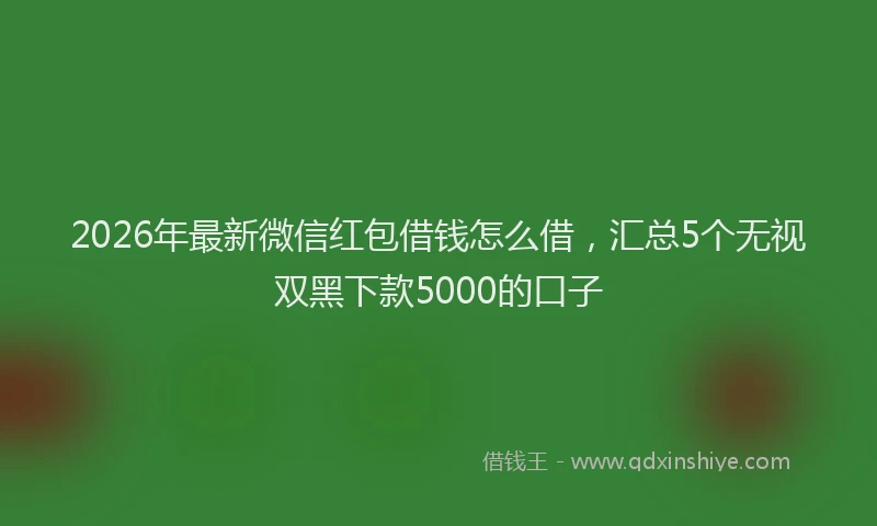 2026年最新微信红包借钱怎么借，汇总5个无视双黑下款5000的口子