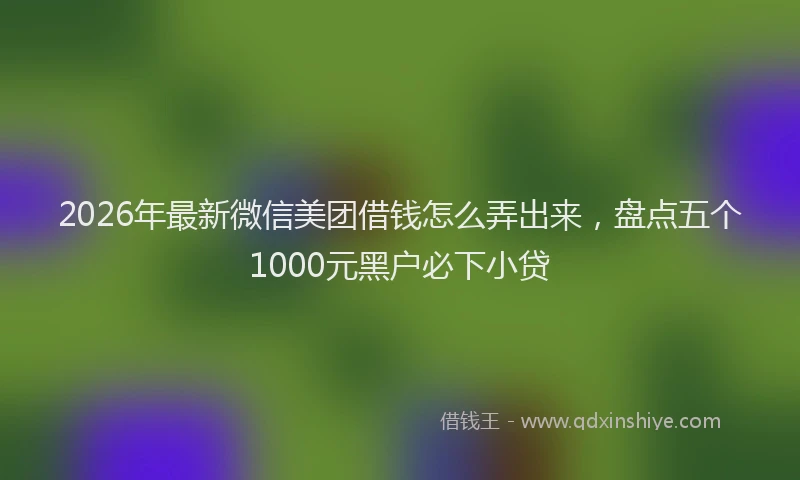 2026年最新微信美团借钱怎么弄出来，盘点五个1000元黑户必下小贷