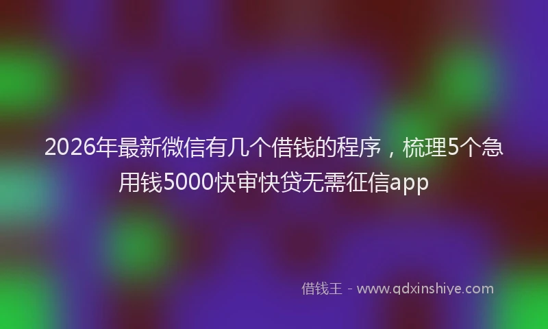 2026年最新微信有几个借钱的程序，梳理5个急用钱5000快审快贷无需征信app