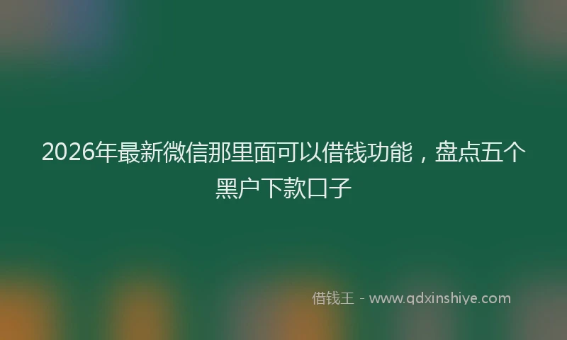 2026年最新微信那里面可以借钱功能，盘点五个黑户下款口子
