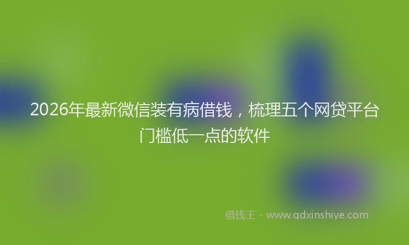 2026年最新微信装有病借钱，梳理五个网贷平台门槛低一点的软件