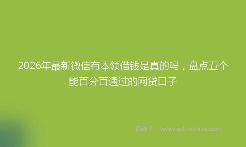 2026年最新微信有本领借钱是真的吗，盘点五个能百分百通过的网贷口子
