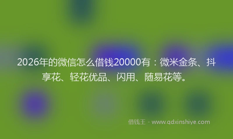 2026年的微信怎么借钱20000有：微米金条、抖享花、轻花优品、闪用、随易花等。