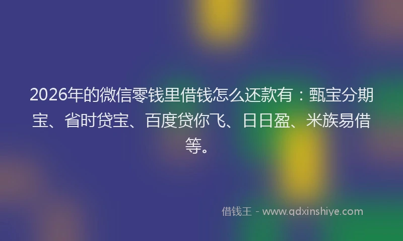 2026年的微信零钱里借钱怎么还款有：甄宝分期宝、省时贷宝、百度贷你飞、日日盈、米族易借等。