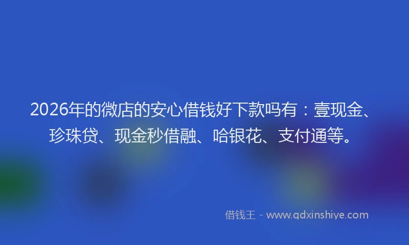 2026年的微店的安心借钱好下款吗有：壹现金、珍珠贷、现金秒借融、哈银花、支付通等。