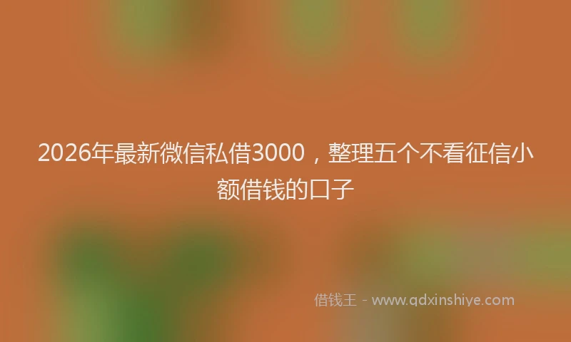 2026年最新微信私借3000，整理五个不看征信小额借钱的口子