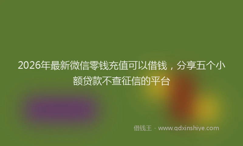 2026年最新微信零钱充值可以借钱，分享五个小额贷款不查征信的平台