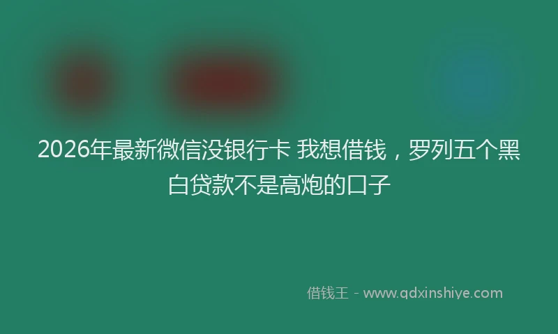 2026年最新微信没银行卡 我想借钱，罗列五个黑白贷款不是高炮的口子
