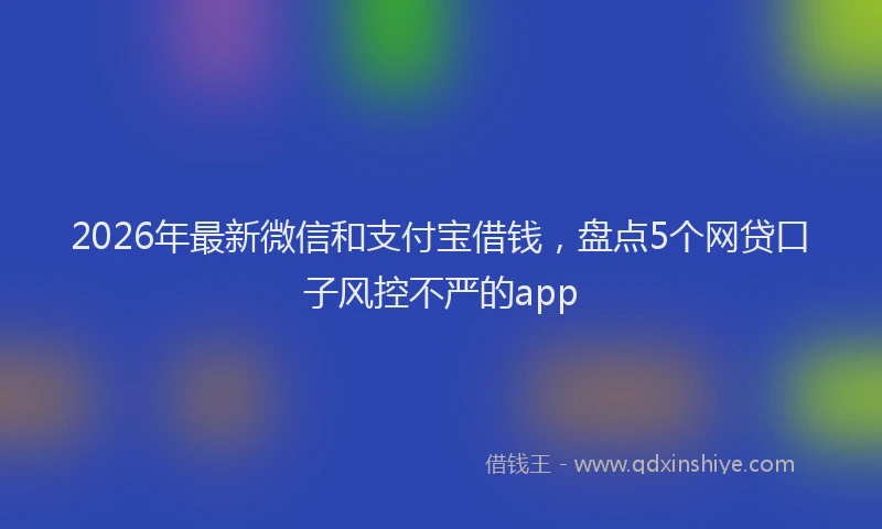 2026年最新微信和支付宝借钱，盘点5个网贷口子风控不严的app