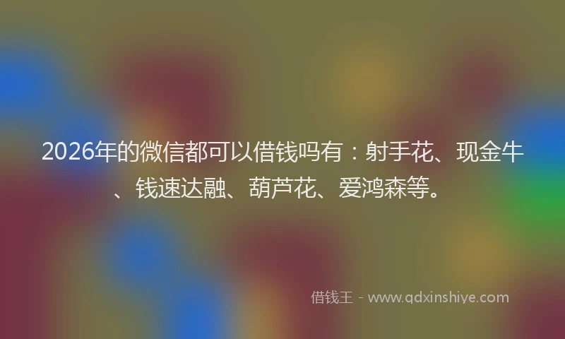2026年的微信都可以借钱吗有：射手花、现金牛、钱速达融、葫芦花、爱鸿森等。