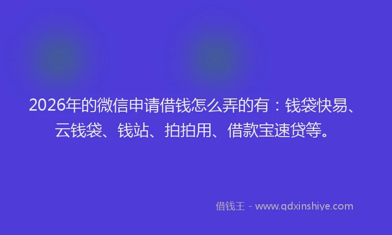 2026年的微信申请借钱怎么弄的有：钱袋快易、云钱袋、钱站、拍拍用、借款宝速贷等。