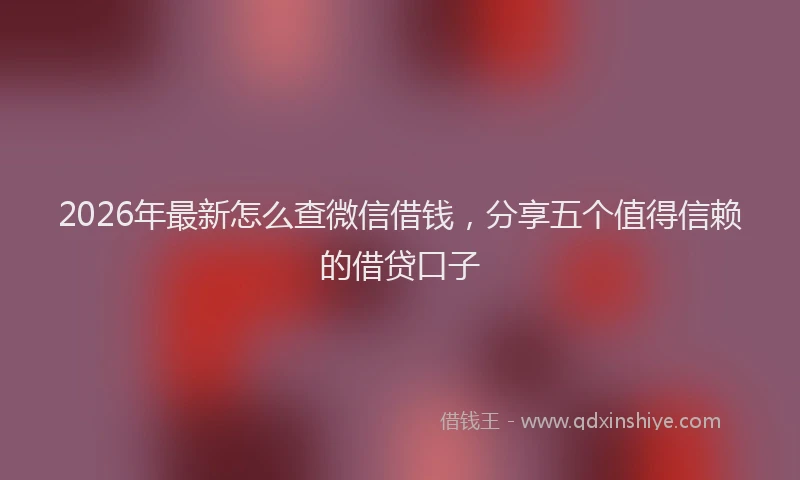 2026年最新怎么查微信借钱，分享五个值得信赖的借贷口子