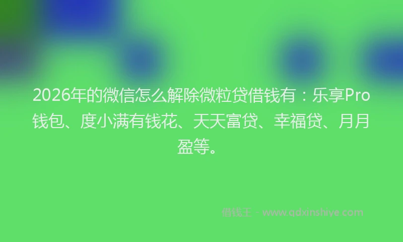 2026年的微信怎么解除微粒贷借钱有：乐享Pro钱包、度小满有钱花、天天富贷、幸福贷、月月盈等。