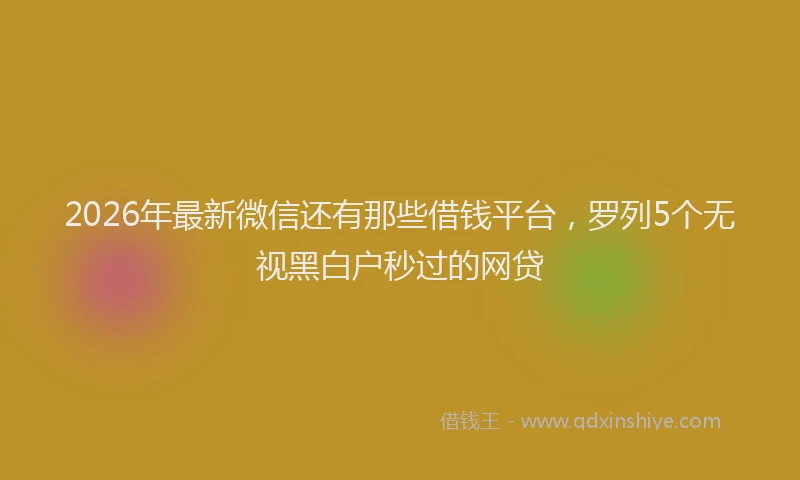 2026年最新微信还有那些借钱平台，罗列5个无视黑白户秒过的网贷