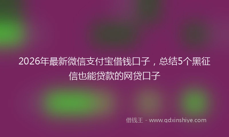 2026年最新微信支付宝借钱口子，总结5个黑征信也能贷款的网贷口子