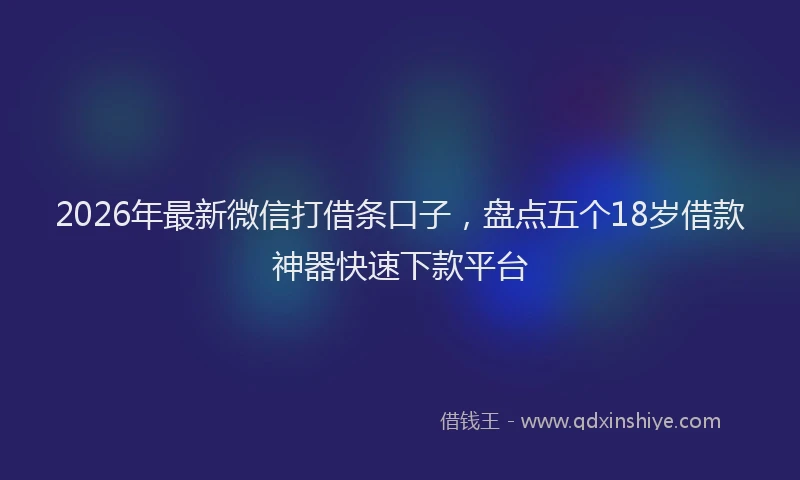 2026年最新微信打借条口子，盘点五个18岁借款神器快速下款平台