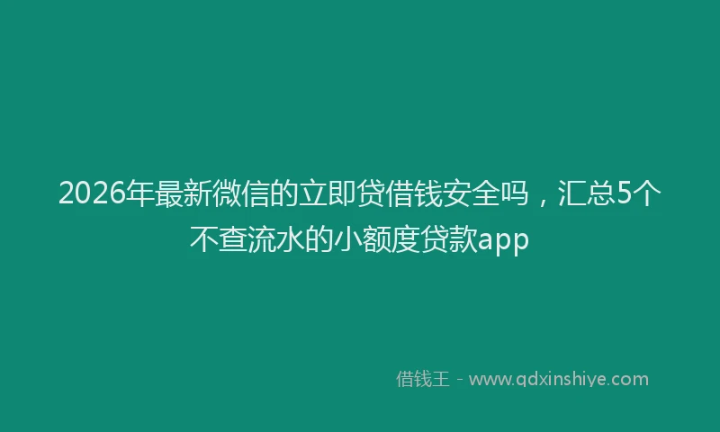 2026年最新微信的立即贷借钱安全吗，汇总5个不查流水的小额度贷款app