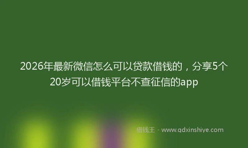 2026年最新微信怎么可以贷款借钱的，分享5个20岁可以借钱平台不查征信的app