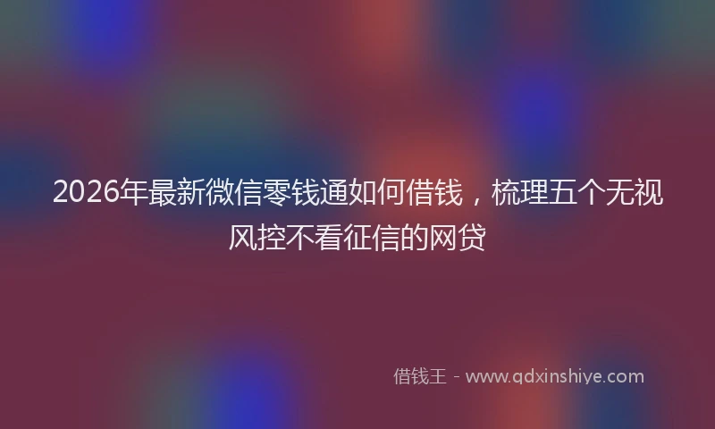 2026年最新微信零钱通如何借钱，梳理五个无视风控不看征信的网贷