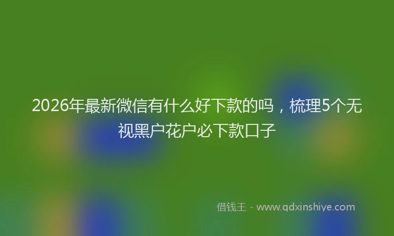 2026年最新微信有什么好下款的吗，梳理5个无视黑户花户必下款口子