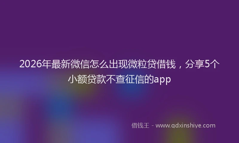 2026年最新微信怎么出现微粒贷借钱，分享5个小额贷款不查征信的app
