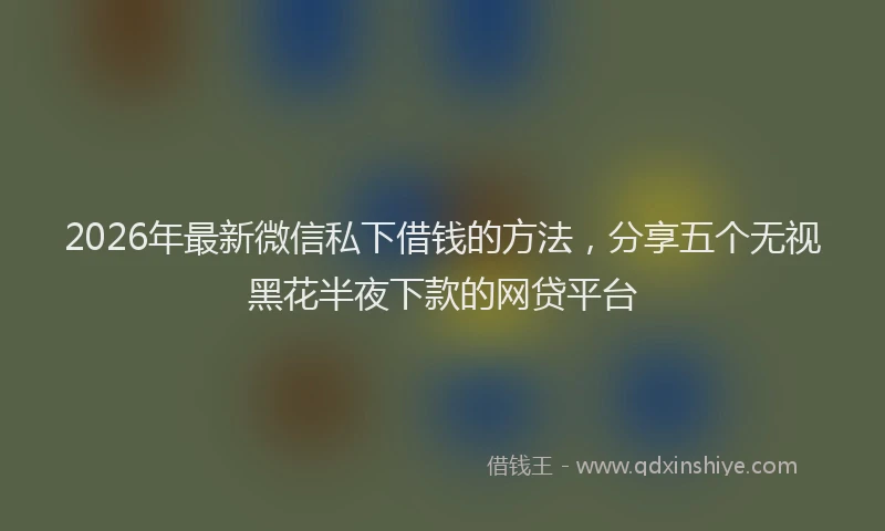 2026年最新微信私下借钱的方法，分享五个无视黑花半夜下款的网贷平台
