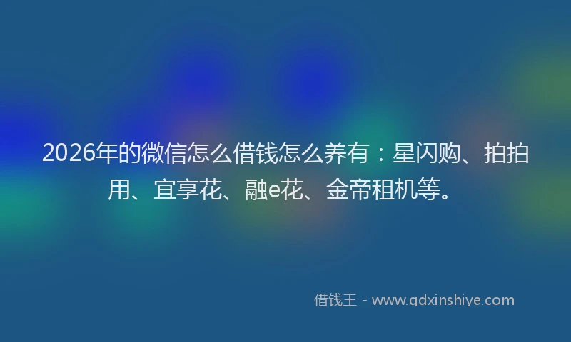 2026年的微信怎么借钱怎么养有：星闪购、拍拍用、宜享花、融e花、金帝租机等。