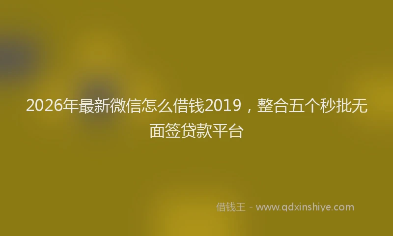2026年最新微信怎么借钱2019，整合五个秒批无面签贷款平台