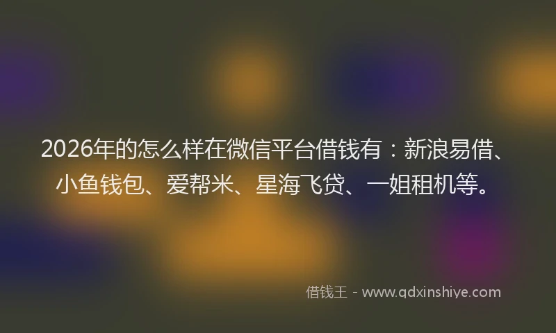 2026年的怎么样在微信平台借钱有：新浪易借、小鱼钱包、爱帮米、星海飞贷、一姐租机等。
