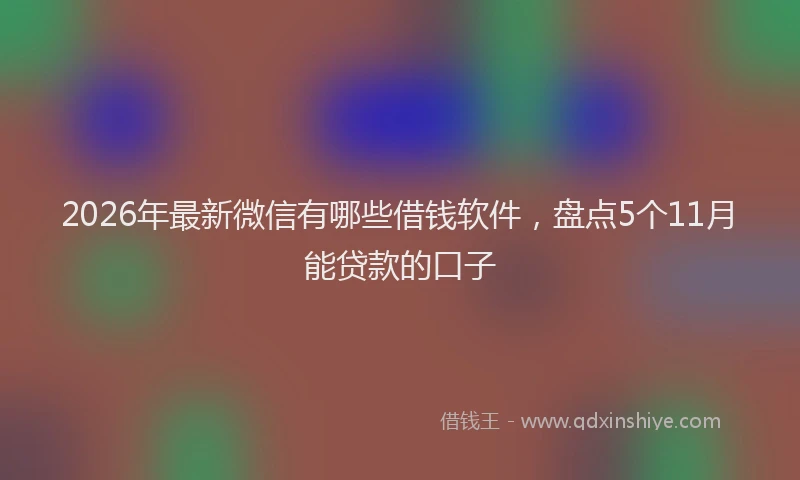 2026年最新微信有哪些借钱软件，盘点5个11月能贷款的口子