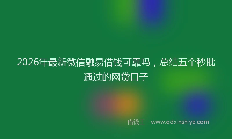 2026年最新微信融易借钱可靠吗，总结五个秒批通过的网贷口子