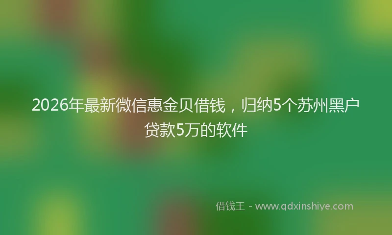 2026年最新微信惠金贝借钱，归纳5个苏州黑户贷款5万的软件