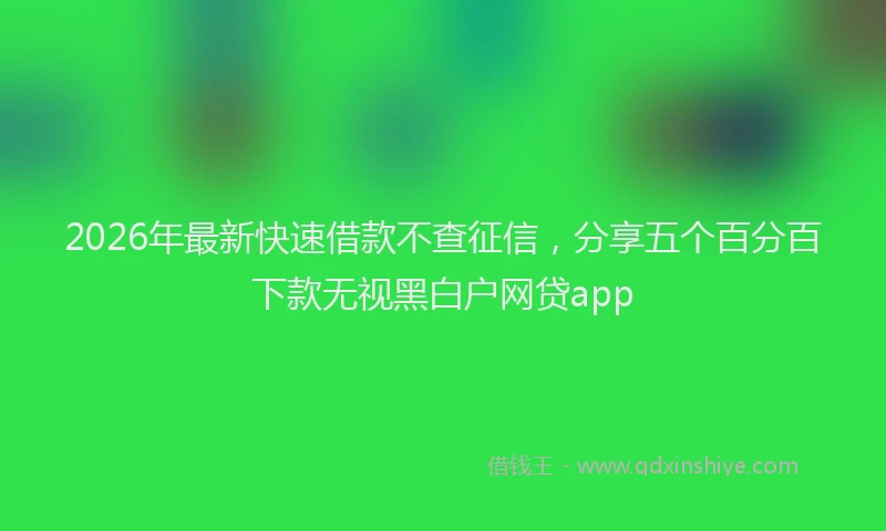 2026年最新快速借款不查征信，分享五个百分百下款无视黑白户网贷app