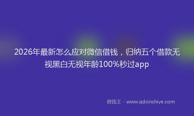2026年最新怎么应对微信借钱，归纳五个借款无视黑白无视年龄100%秒过app