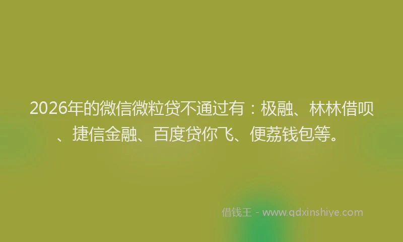 2026年的微信微粒贷不通过有：极融、林林借呗、捷信金融、百度贷你飞、便荔钱包等。