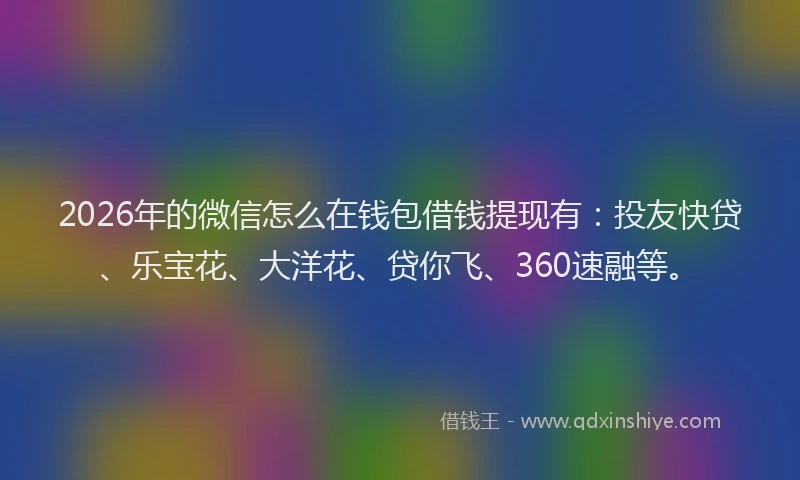 2026年的微信怎么在钱包借钱提现有：投友快贷、乐宝花、大洋花、贷你飞、360速融等。