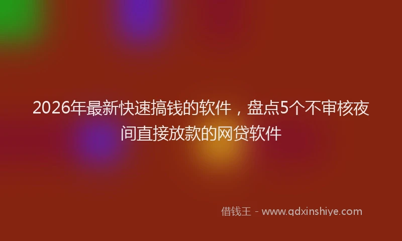 2026年最新快速搞钱的软件，盘点5个不审核夜间直接放款的网贷软件
