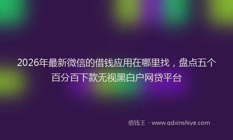 2026年最新微信的借钱应用在哪里找，盘点五个百分百下款无视黑白户网贷平台