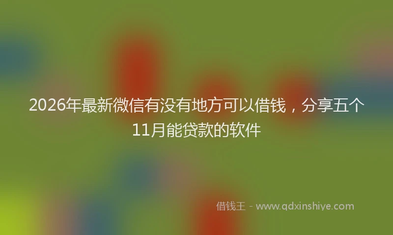 2026年最新微信有没有地方可以借钱，分享五个11月能贷款的软件