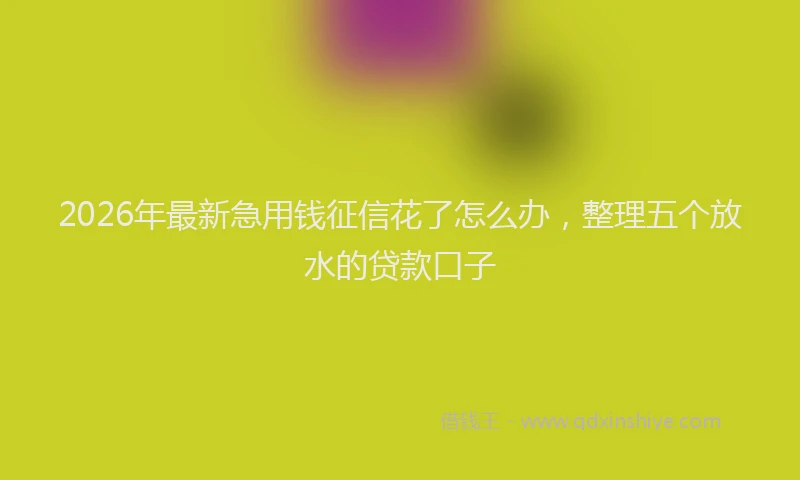 2026年最新急用钱征信花了怎么办，整理五个放水的贷款口子
