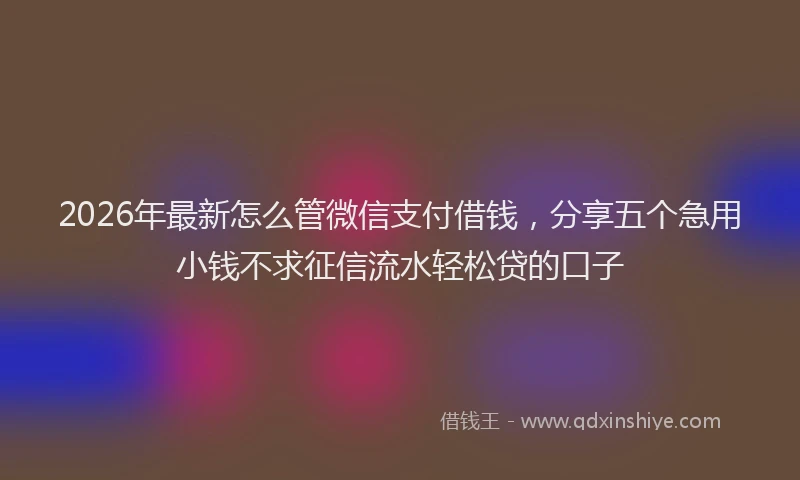 2026年最新怎么管微信支付借钱，分享五个急用小钱不求征信流水轻松贷的口子