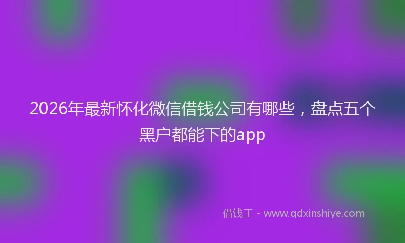 2026年最新怀化微信借钱公司有哪些，盘点五个黑户都能下的app