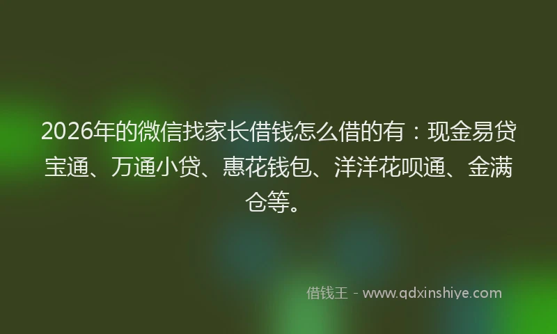 2026年的微信找家长借钱怎么借的有：现金易贷宝通、万通小贷、惠花钱包、洋洋花呗通、金满仓等。
