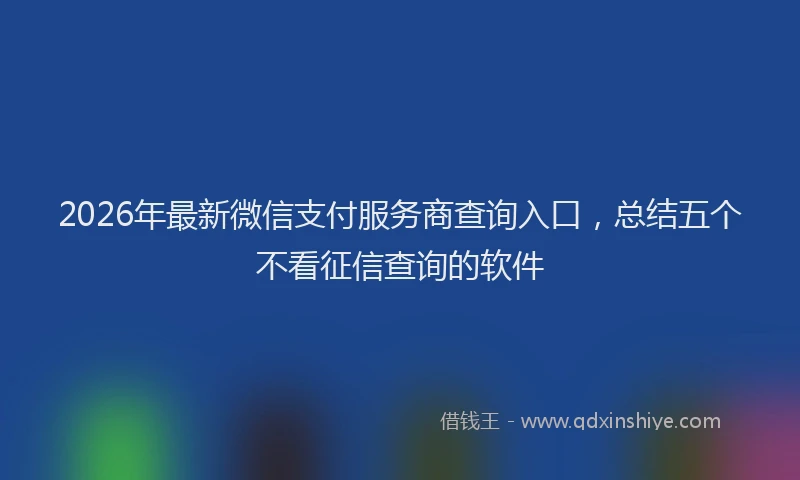 2026年最新微信支付服务商查询入口，总结五个不看征信查询的软件