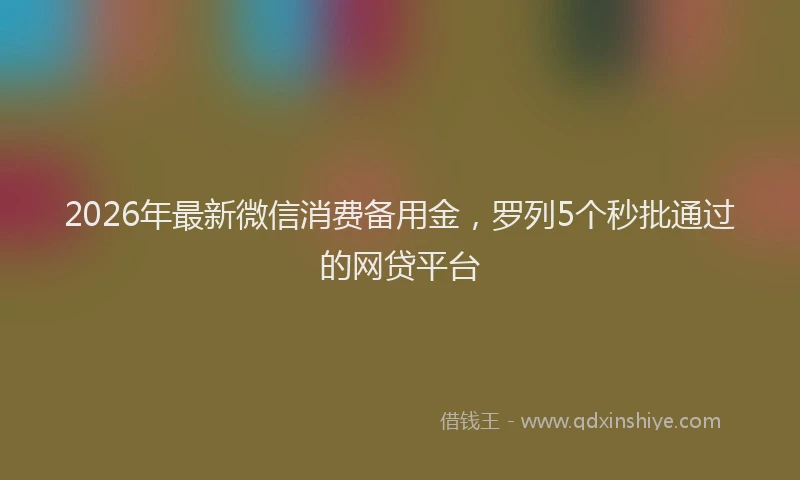 2026年最新微信消费备用金，罗列5个秒批通过的网贷平台
