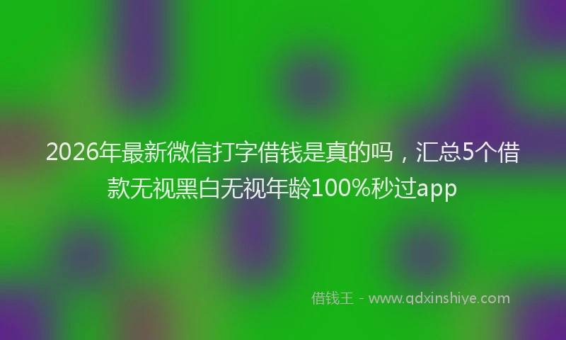 2026年最新微信打字借钱是真的吗，汇总5个借款无视黑白无视年龄100%秒过app