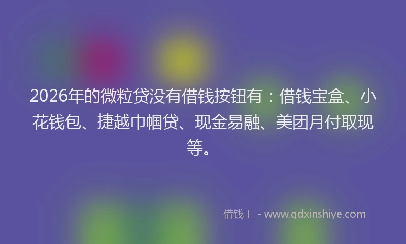 2026年的微粒贷没有借钱按钮有：借钱宝盒、小花钱包、捷越巾帼贷、现金易融、美团月付取现等。