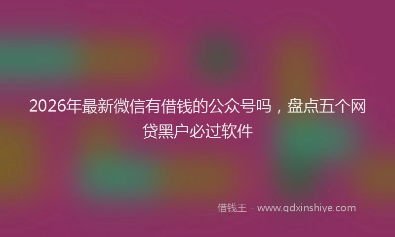 2026年最新微信有借钱的公众号吗，盘点五个网贷黑户必过软件